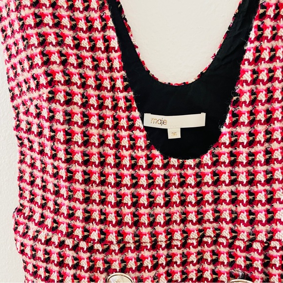 Maje Russi Trompe-l'ail Woven Tweed Mini Pinafore Dress FR 36 / US Small - Picture 7 of 12